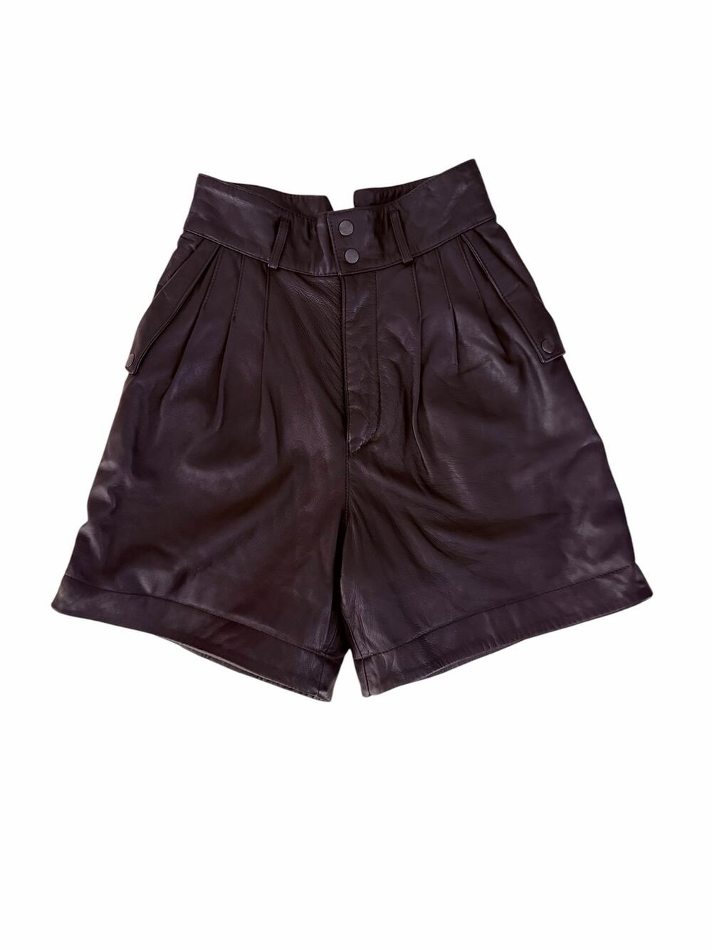 Vintage Michael Hoban North Beach Leather Shorts Black High Waisted XS